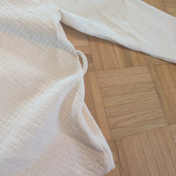 p. jamas Coat Jacket Quilted Womens Large Ivory Pima Cotton Lounge Wear Pockets - Picture 8 of 8